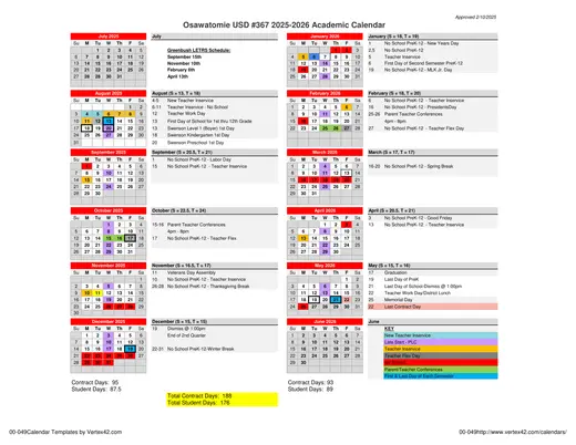 Osawatomie USD #367 2025–2026 Academic Calendar