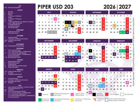 Piper USD 203 2026–2027 Academic Calendar