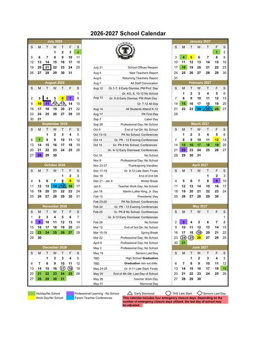 Turner USD 202 2026–2027 Academic Calendar