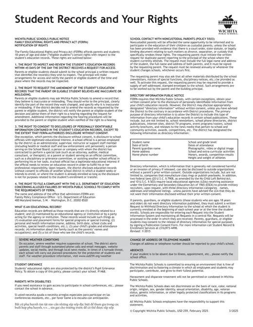 USD 259 Wichita Public Schools 2026–2027 Academic Calendar Page 2