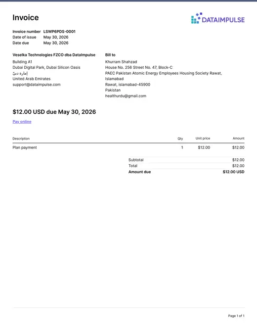 Veselka Technologies FZCO dba DataImpulse 2026 Academic Calendar