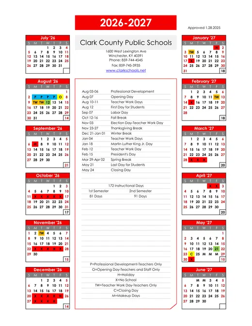 Clark County Public Schools 2026–2027 Academic Calendar