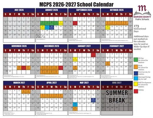 Marion County Public Schools 2026–2027 Academic Calendar