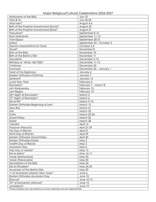 Groton-Dunstable Regional School District 2026–2027 Academic Calendar Page 2