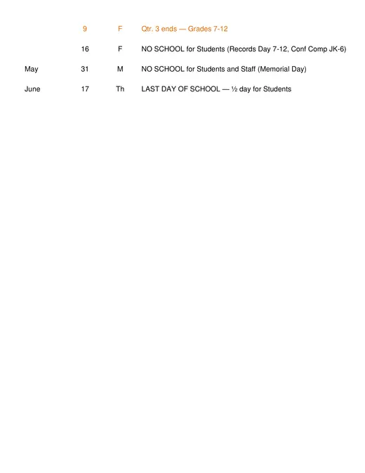 Brighton Area Schools 2026–2027 Academic Calendar Page 2