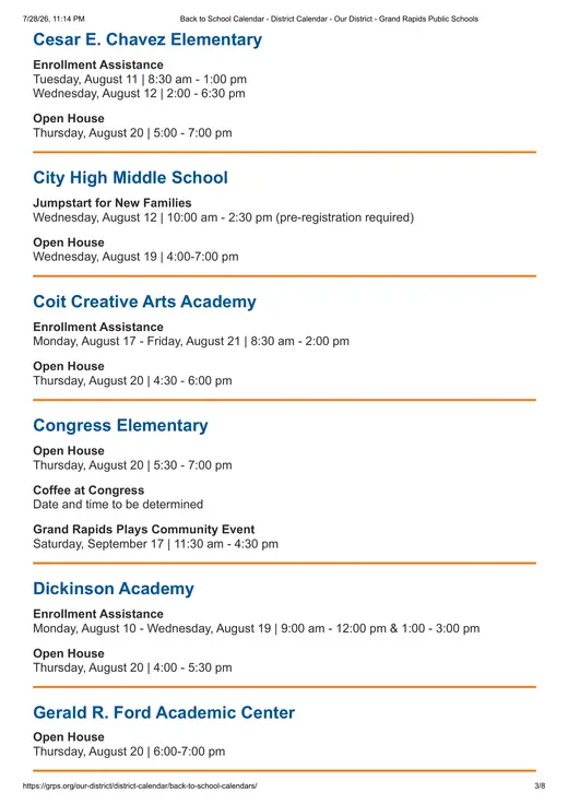 Grand Rapids Public Schools 2026–2027 Academic Calendar Page 3