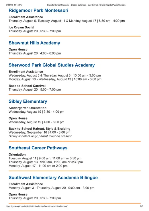 Grand Rapids Public Schools 2026–2027 Academic Calendar Page 7