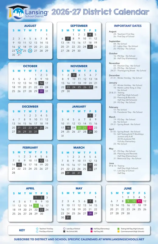 Lansing School District 2026–2027 Academic Calendar