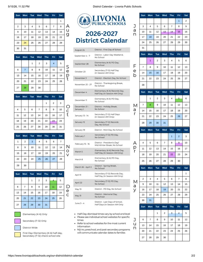 2026–2027 Calendar · Page 2