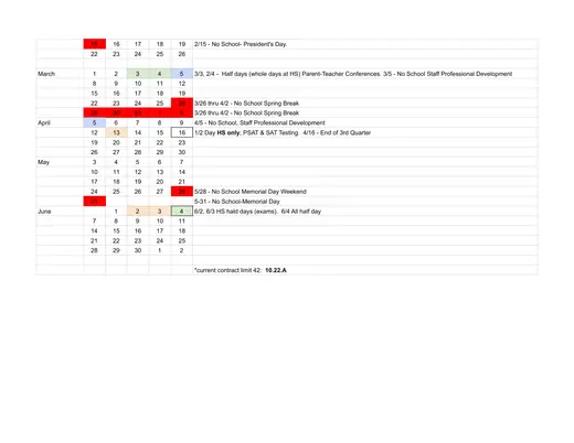 WCS 2026–2027 Academic Calendar Page 2