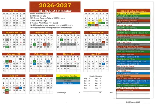 El Do R-2 2026–2027 Academic Calendar Page 2