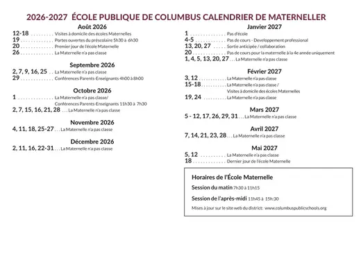 Kramer Preschool 2026–2027 Academic Calendar Page 6