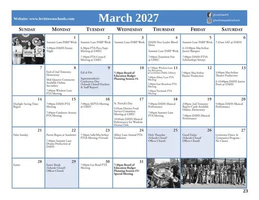 Crest Memorial School 2026–2027 Academic Calendar Page 16