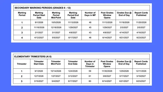 Middletown Township Public Schools 2026–2027 Academic Calendar Page 3