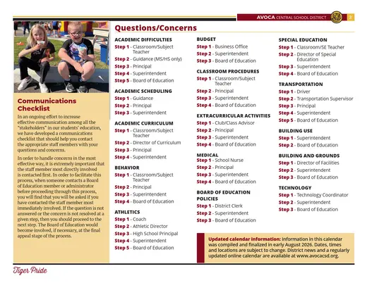 Avoca Central School District 2026–2027 Academic Calendar Page 12