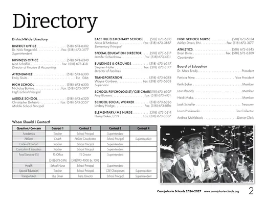 Canajoharie Central School 2026–2027 Academic Calendar Page 12