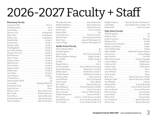 Canajoharie Central School 2026–2027 Academic Calendar Page 14