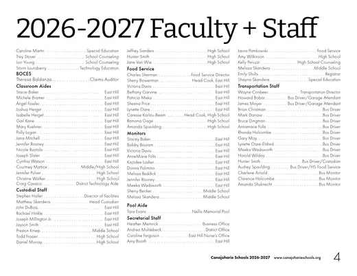 Canajoharie Central School 2026–2027 Academic Calendar Page 15