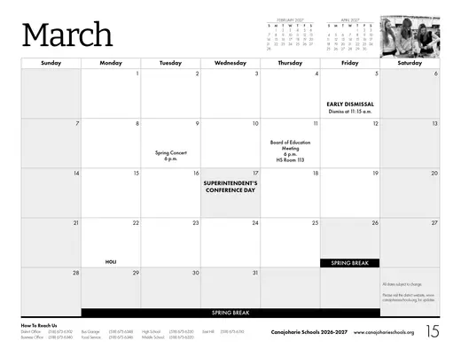 Canajoharie Central School 2026–2027 Academic Calendar Page 7