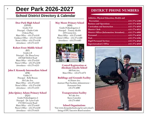 Deer Park Union Free School District 2026–2027 Academic Calendar Page 5