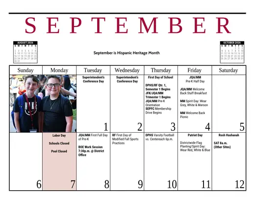 Deer Park Union Free School District 2026–2027 Academic Calendar Page 7
