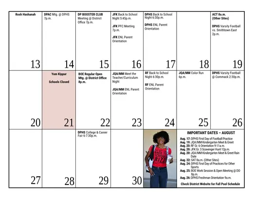 Deer Park Union Free School District 2026–2027 Academic Calendar Page 8