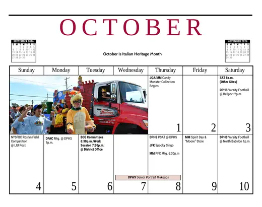 Deer Park Union Free School District 2026–2027 Academic Calendar Page 9
