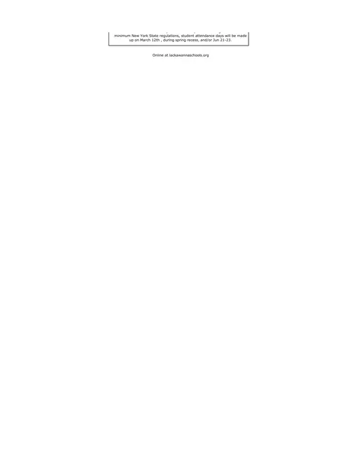 Lackawanna City School District City SD 2026–2027 Academic Calendar Page 2