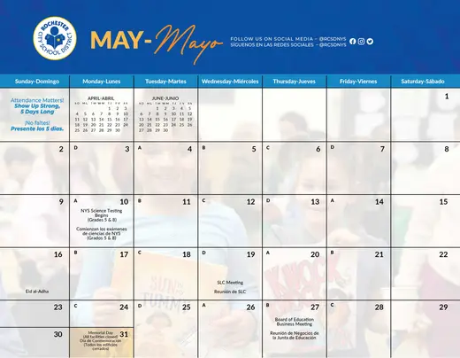 Rochester City School District 2026–2027 Academic Calendar Page 15