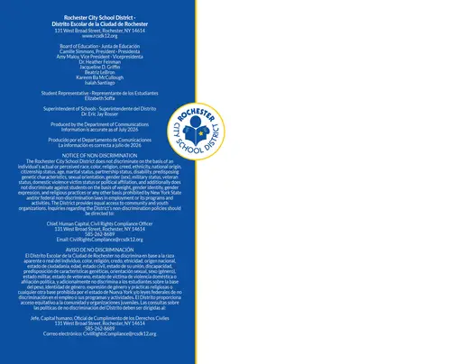 Rochester City School District 2026–2027 Academic Calendar Page 27
