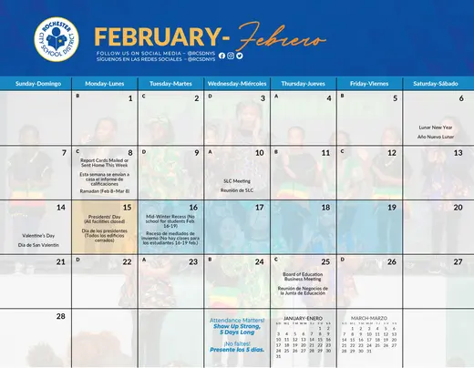 Rochester City School District 2026–2027 Academic Calendar Page 8