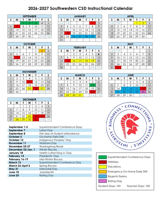 Southwestern CSD 2026–2027 Academic Calendar