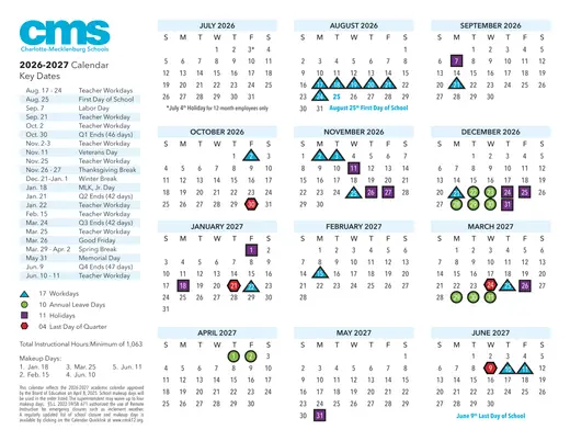 Charlotte-Mecklenburg Schools 2026–2027 Academic Calendar