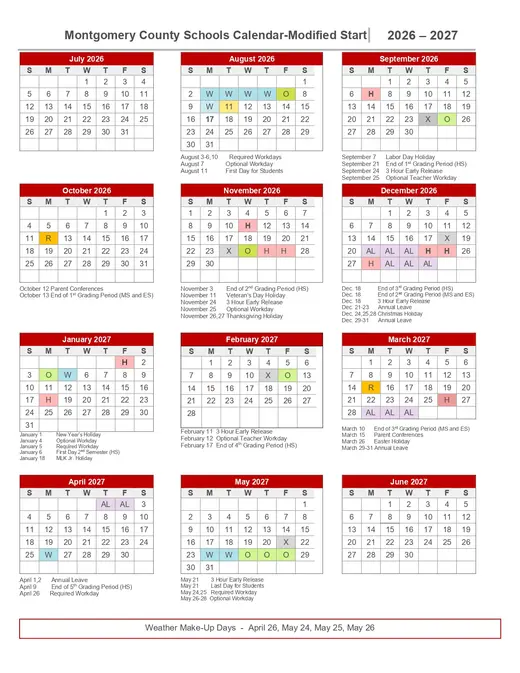 Montgomery County Schools FAQ 2026–2027 Academic Calendar Page 1