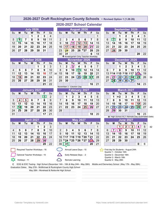 Rockingham County Schools 2026–2027 Academic Calendar