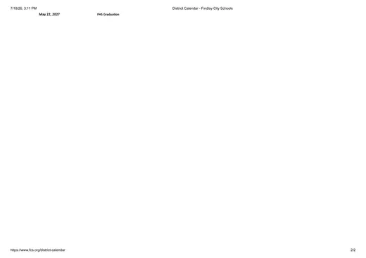 Findlay City Schools 2026–2027 Academic Calendar Page 2