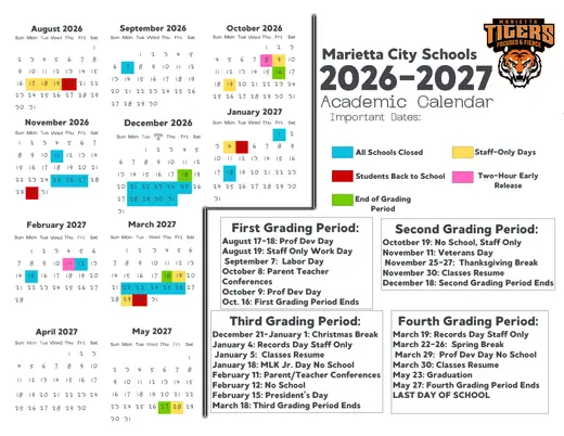 Marietta City Schools 2026–2027 Academic Calendar