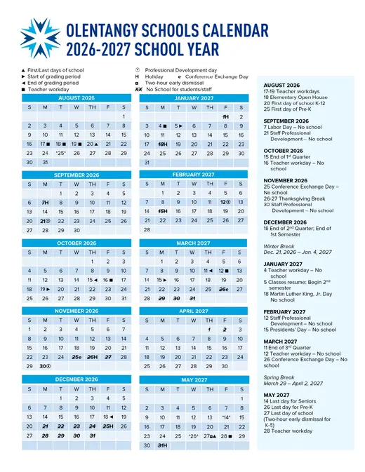 Olentangy Local Schools 2026–2027 Academic Calendar