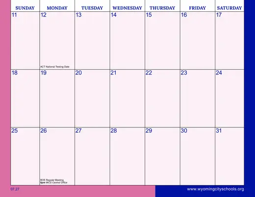 Wyoming City Schools 2026–2027 Academic Calendar Page 5