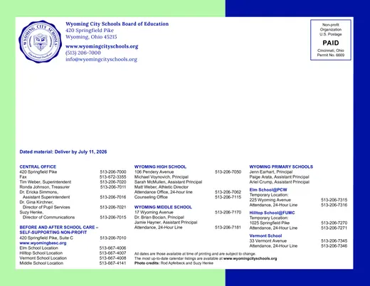 Wyoming City Schools 2026–2027 Academic Calendar Page 11