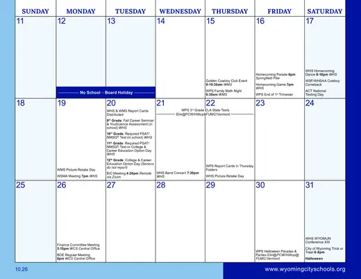 Wyoming City Schools 2026–2027 Academic Calendar Page 19