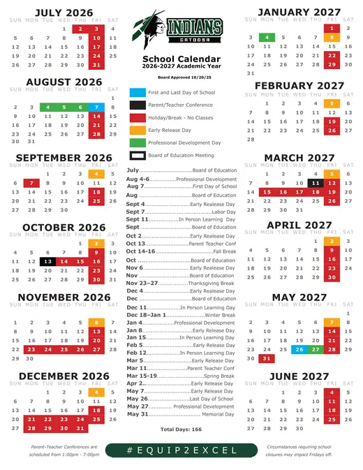 Catoosa Public Schools 2026–2027 Academic Calendar