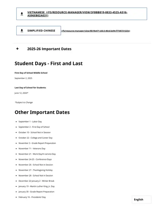 North Clackamas School District 2026–2027 Academic Calendar Page 2