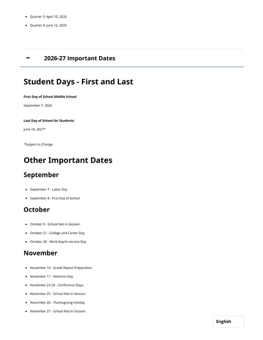 North Clackamas School District 2026–2027 Academic Calendar Page 8