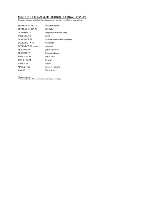 Oregon City School District 2026–2027 Academic Calendar Page 5