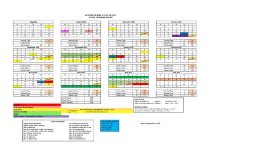 Chester Upland School District 2026–2027 Academic Calendar Page 2