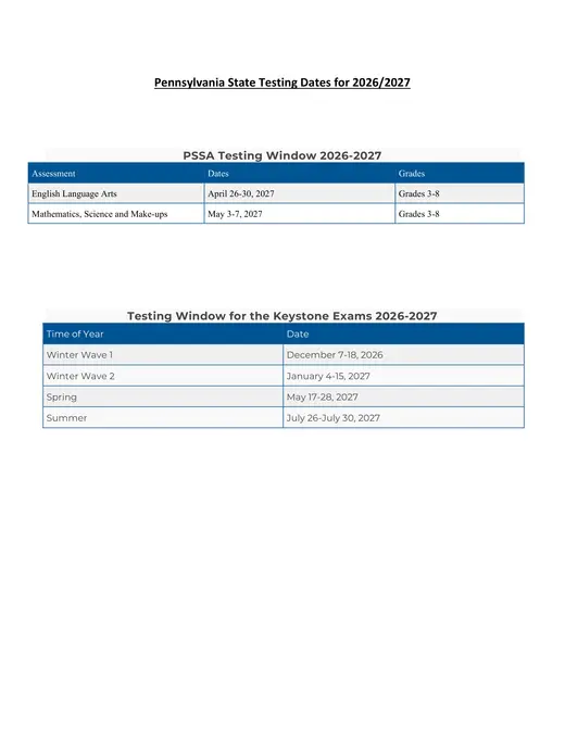 Northern Tioga School Dist 2026–2027 Academic Calendar Page 2