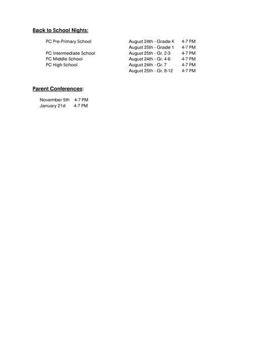Penn Cambria School District 2026–2027 Academic Calendar Page 2
