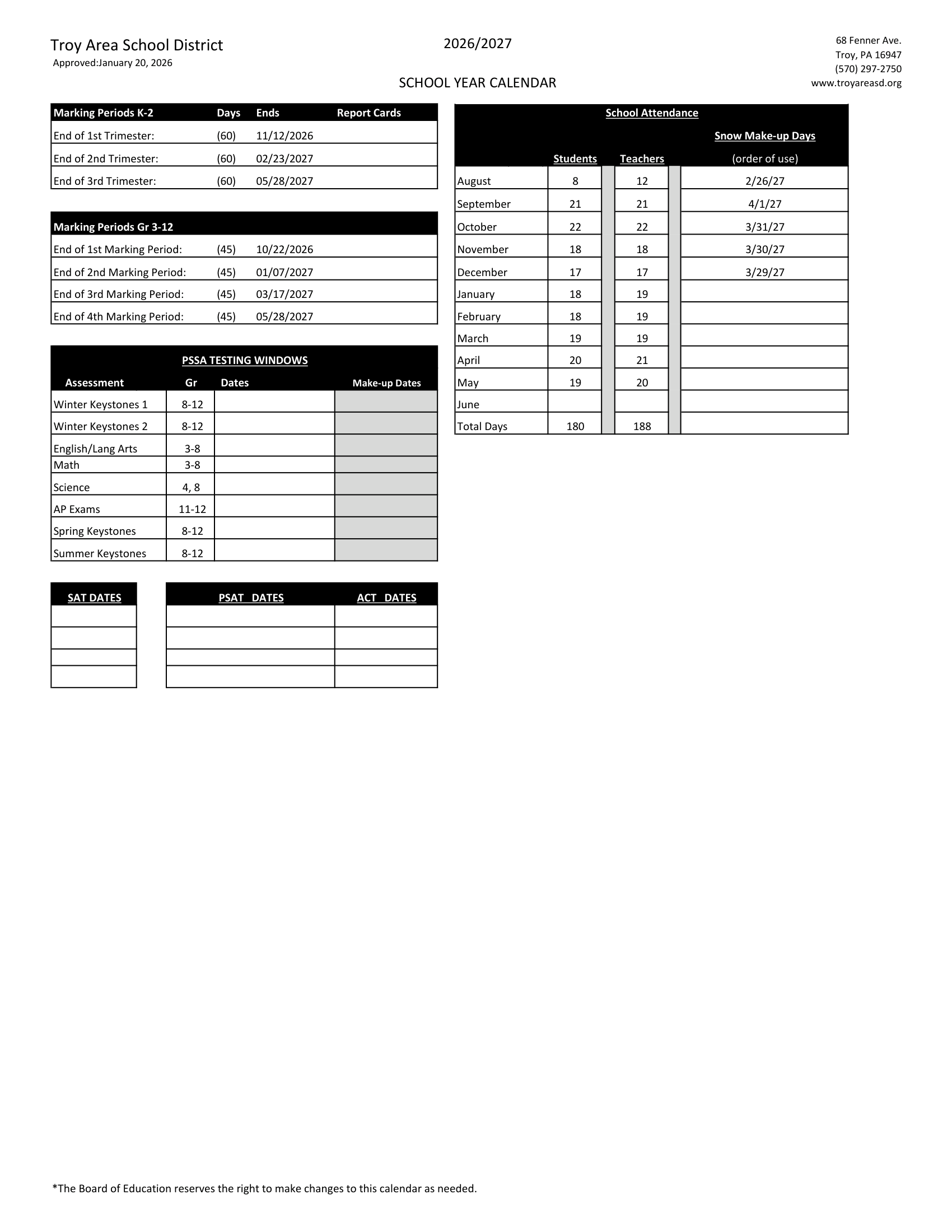 2026–2027 Calendar · Page 2