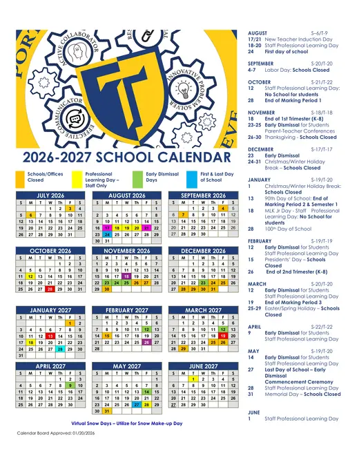 Tulpehocken Area School District 2026–2027 Academic Calendar